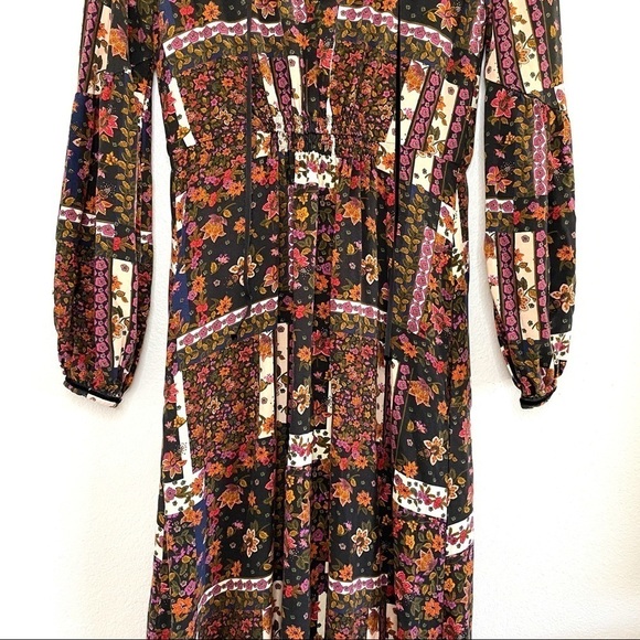 Zara Patchwork Floral Boho Peasant Midi Dress MulticolorXS - Picture 7 of 16